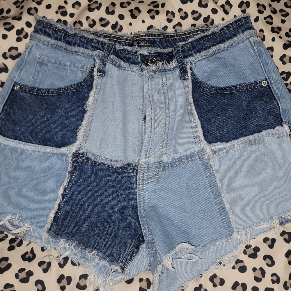 Patchwork Denim Shorts